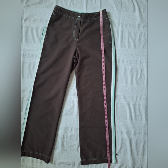 GreenTea Brown Wide Leg Pants with White Accents - Picture 3 of 10